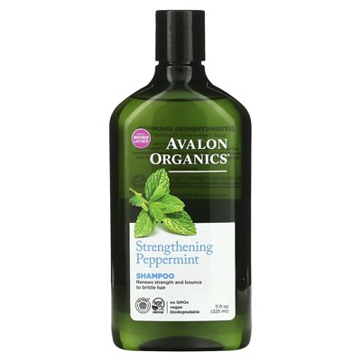 Avalon Organics, szampon, wzmocnienie, mięta pieprzowa, 11 Fl Oz (325 ml)