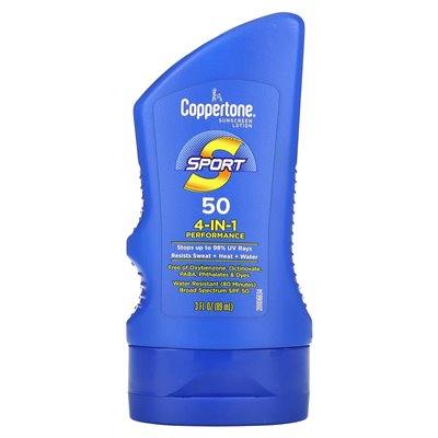 Coppertone, sport, balsam przeciwsłoneczny, wydajność 4 w 1, SPF 50, 3 fl oz (89 ml)