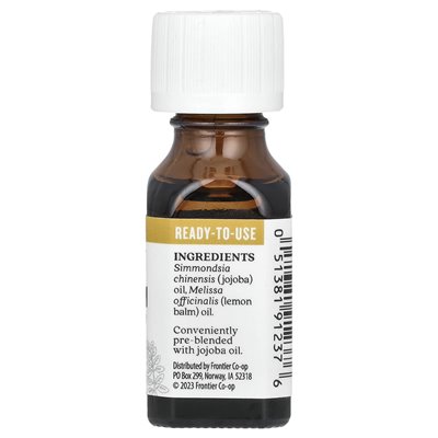 Aura Cacia, czysty olejek eteryczny w oleju jojoba, balsam cytrynowy, 0,5 fl oz (15 ml)