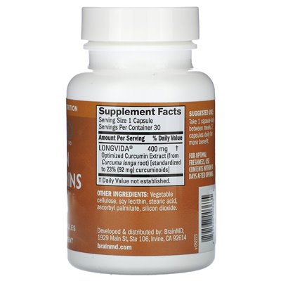 Brainmd, Brain Curcumins, 30 vegane Kapseln
