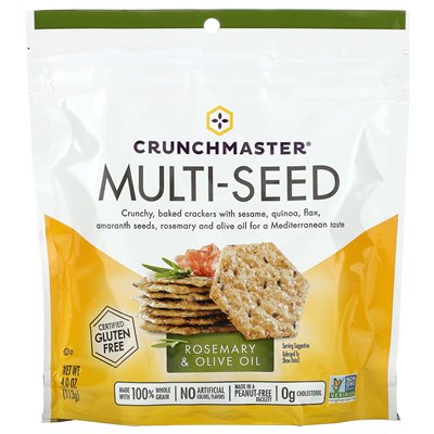 Crunchmaster Multigrain Crispy Baked Rice Crackers, Rosemary & Olive Oil, 4 oz (113 g)