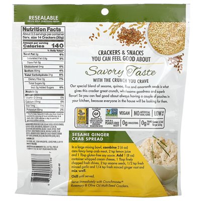 Crunchmaster Multigrain Crispy Baked Rice Crackers, Rosemary & Olive Oil, 4 oz (113 g)