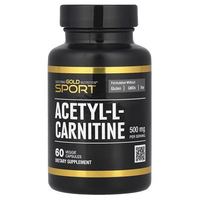 California Gold Nutrition, acetylo-l-karnityna, 500 mg, 60 czapek wegetariańskich