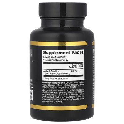 California Gold Nutrition, Acetyl-L-Carnitin, 500 mg, 60 vegetarische Kapseln