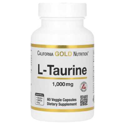 California Gold Nutrition, L-Taurine, 1000mg, 60 Vegetarian Capsules