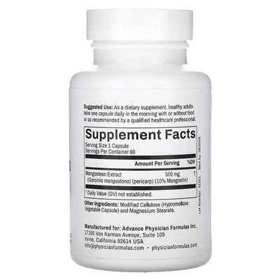 Advance Physicians Formulas, Mangosten, 500 mg, 60 capsules