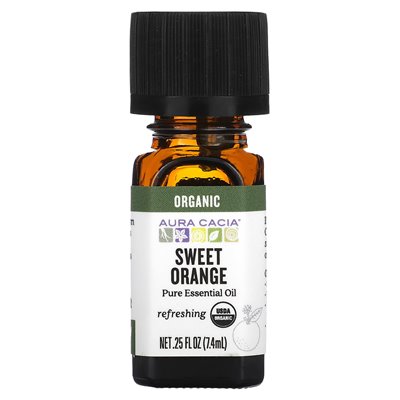Aura Cacia, Czysty Olejek Eteryczny, Organiczna Słodka Pomarańcza, 0,25 uncji (7,4 ml)