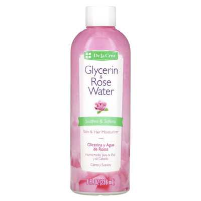 De La Cruz, gliceryna i woda różana, nawilżacz skóry i włosów, 8 fl oz (236 ml)