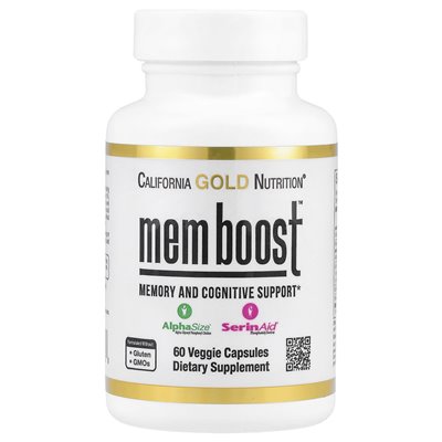 California Gold Nutrition, Mem Boost ™, Gedächtnis- und kognitive Unterstützung, 60 vegetarische Kapseln
