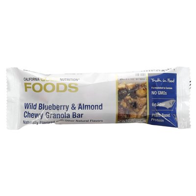 California Gold Nutrition, Foods, Wild Blueberry & Almond Chewy Granola Bars, 12 Bars, 1.4 oz (40 g)