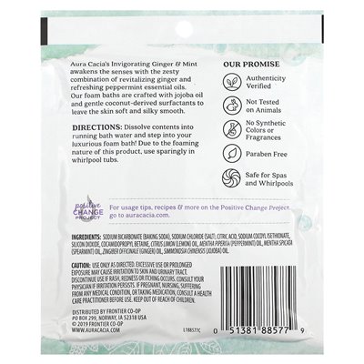 Aura Cacia, Aromatherapy Foam Bath, Ginger &amp Mint, 2,5 uncji (70,9 g)