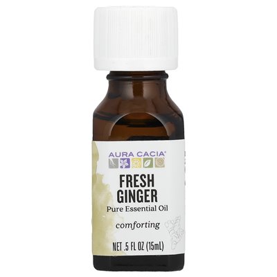 Aura Cacia, czysty olejk eteryczny, świeży imbir, 0,5 fl oz (15 ml)