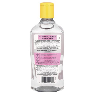 Dickinson Brands, Original Witch Hazel, Hydrating Toner with Rose Water, Alcohol Free, 16 fl oz (473 ml)