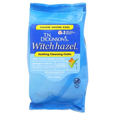 Dickinson Brands, Hamamelis, beruhigende Reinigungstücher, 25 biologisch abbaubare Materialien