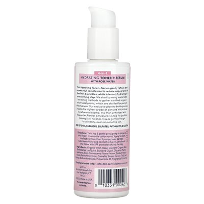 Dickinson Brands, Original Witch Hazel, 4-in-1 Hydrating Toner + Serum with Rose Water, Alcohol Free, 4 fl oz (118 ml)