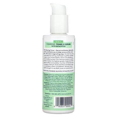 Dickinson Brands, Original Witch Hazel, 4-w-1 toner oczyszczający + surowica z eukaliptusem, alkohol wolny od alkoholu, 4 fl oz 