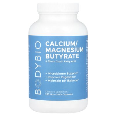 Bodybio, Calcium/Magnesiumbutyrat, 250 gentechnikfreie Kapseln