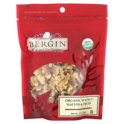 Bergins Fruit and Nut Company, Organic Walnut Połanie i kawałki, 5 uncji (142 g) Bergins Fruit and Nut Company, Organic Walnut Połanie i kawałki, 5 uncji (142 g)