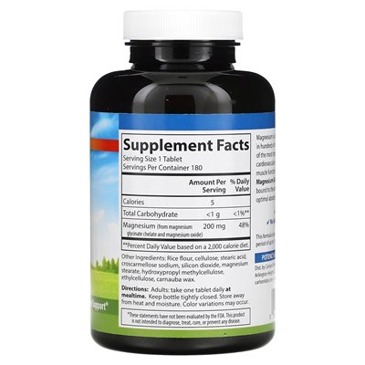 Carlson, chelatowany glicyn magnezowy, 200 mg, 180 tabletek Carlson, chelatowany glicyn magnezowy, 200 mg, 180 tabletek
