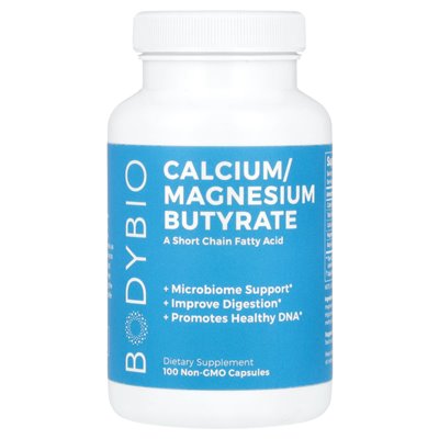 Bodybio, Calcium/Magnesium Butyrate, 100 Non-GMO Capsules