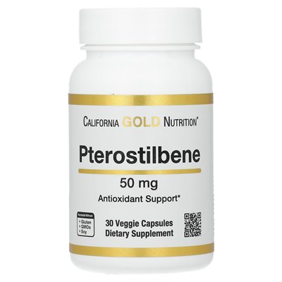 California Gold Nutrition, Pterostilbene, 50 mg, 30 Vegetarian Capsules