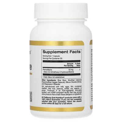 California Gold Nutrition, Pterostilbene, 50 mg, 30 kapsułek wegetariańskich