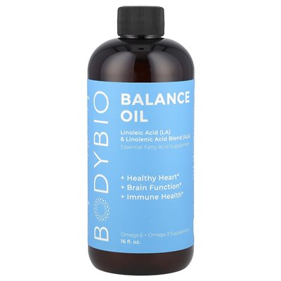 Bodybio, olej bilansowy, kwas linolowy (LA) i mieszanka kwasu linolenowego (ALA), 16 Oz (473 ml)