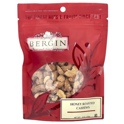 Bergins Fruit and Nut Company, Honey Pieczone orzechy nerkowca, 6 uncji (170 g) Bergins Fruit and Nut Company, Honey Pieczone orzechy nerkowca, 6 uncji (170 g)