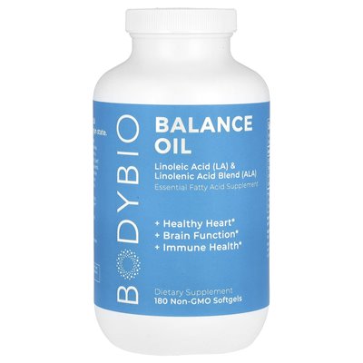 Bodybio, balance oil, linoleic acid (LA) and linolenic acid (ALA) blend, 180 soft