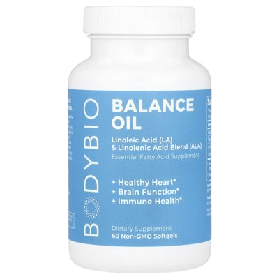 BodyBio, Równowaga Oleju, Kwasy Linolowy (LA) i Linolowy (ALA), 60 Nie-GMO Softgels BodyBio, Równowaga Oleju, Kwasy Linolowy (LA) i Linolowy (ALA), 60 Nie-GMO Softgels