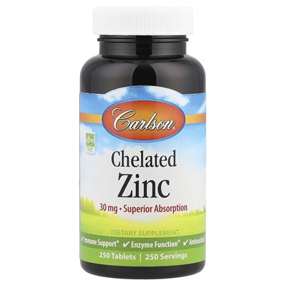 Carlson, Chelatisiertes Zink, 30 mg, 250 Tabletten