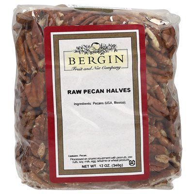 Bergins Fruit and Nut Company, Raw Pecan Półkośl, 12 uncji (340 g)