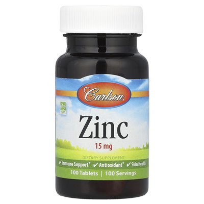 Carlson, Zinc, 15mg, 100 tablets