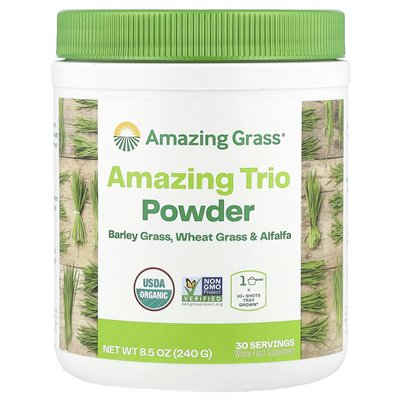 Niesamowita trawa, niesamowita trio w proszku, trawa jęczmienna, trawa pszeniczna i lucerna, 8,5 uncji (240 g)