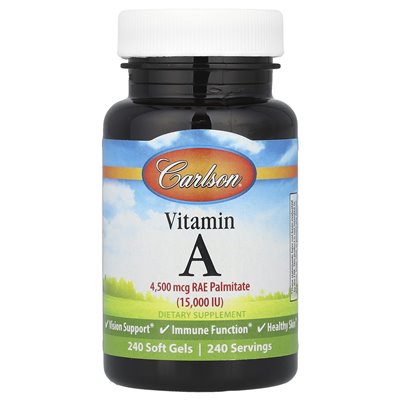 Carlson, witamina A, 4500 mcg Rae (15 000 IU), 240 miękkich żeli