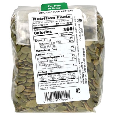 Bergin Fruit and Nut Company, Organic Raw Pepitas, 10 oz (284 g)