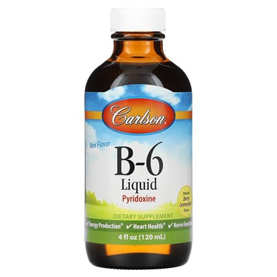 Carlson, B-6 Liquid, Natural Berry Lemonade, 4 Fl Oz (120 ml)