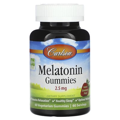Carlson, Melatonin Gummies, Natural Strawberry, 2.5 mg, 60 vegetarian