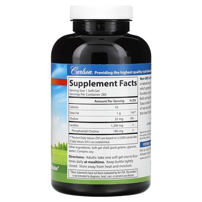 Carlson, Lecithin, 1200 mg, 280 Kapseln