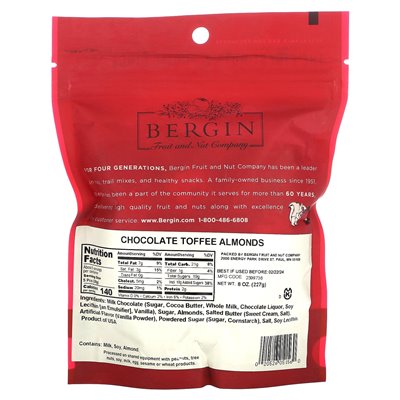 Bergin Fruit and Nut Company, Mandeln, Schokoladen-Toffee, 8 oz (227 g)
