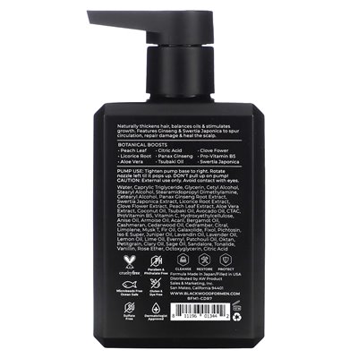 Blackwood for Men, Active Man, Daily Conditioner, Clove Flower, żeń -szeń i Swertia japonica, 7 Fl Oz (200 ml)