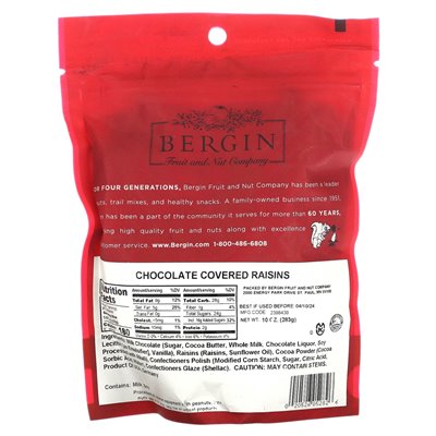 Bergin Fruit and Nut Company, Rosinen, Schokoladenüberzug, 10 oz (283 g)