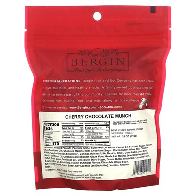 Bergin Fruit and Nut Company, Chocolate Munch Mix, Cherry, 7,5 uncji (212 g) Bergin Fruit and Nut Company, Chocolate Munch Mix, Cherry, 7,5 uncji (212 g)