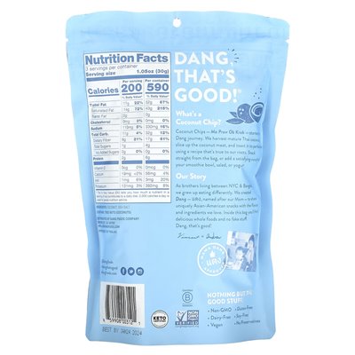 Dang Foods, chipsy kokosowe, lekko solone, 3,17 uncji (90 g)