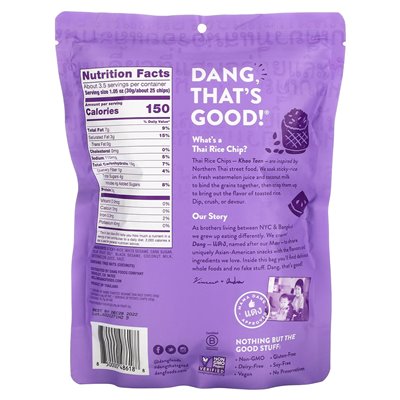 Dang Foods, Thailändische Reischips, gerösteter Sesam, 3,5 oz (100 g)