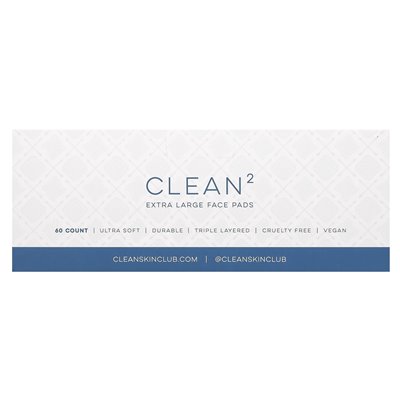 Clean Skin Club, Clean 2 Face Pads, Extra Large, 60 Count