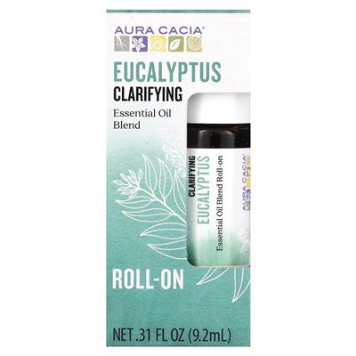 Aura Cacia, mieszanka olejków eterycznych, wyjaśnienia, eukaliptus, 0,31 Fl Oz (9,2 ml)