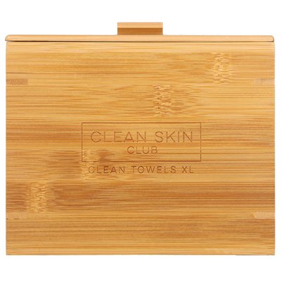 Clean Skin Club, Luxus-Bambusbox, saubere Handtücher XL, abgedeckter Behälter, 50 Stück