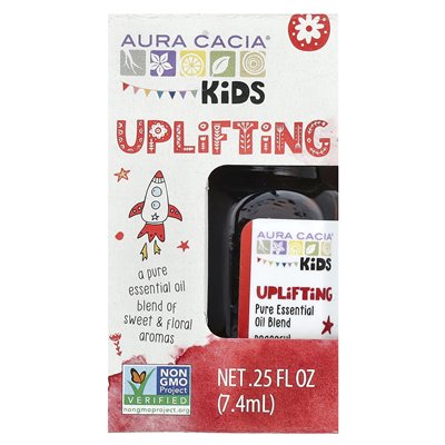 Aura Cacia, dzieci, mieszanka czystego olejku eterycznego, podnoszenie, 0,25 fl oz (7,4 ml) Aura Cacia, dzieci, mieszanka czystego olejku eterycznego, podnoszenie, 0,25 fl oz (7,4 ml)