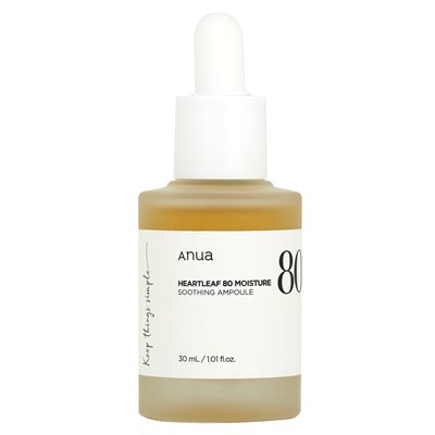 Anua, Heartleaf 80% wilgoci kojącego ampule, 1,01 fl oz (30 ml) Anua, Heartleaf 80% wilgoci kojącego ampule, 1,01 fl oz (30 ml)